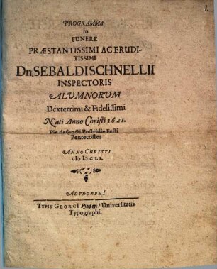 Programma in funere Seb. Schnellii
