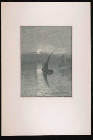 Küstendarstellung mit fahrendem Seegelboot