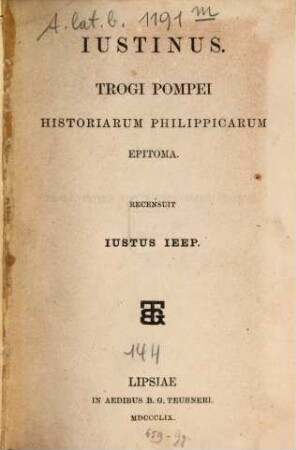 Trogi Pompei historiarum Philippicarum epitoma