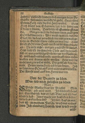 LII. Von der Begierde zu leben. Wen solt noch gelüsten zu leben. 1. Macc. 2.