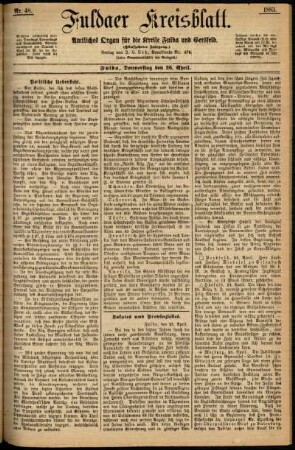 Ausgabe vom Donnerstag, den 26. April 1883.