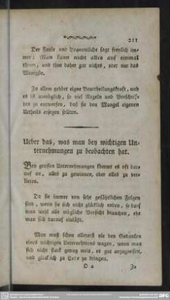 Ueber das, was man bey wichtigen Unternehmungen zu beobachten hat