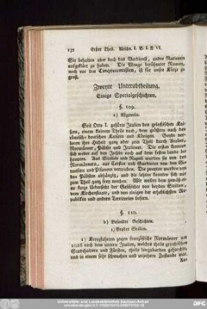 Zweyte Unterabtheilung. Einige Specialgeschichten.
