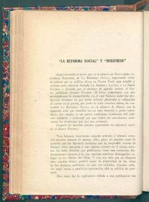 "La reforma social" y "Nosotros"
