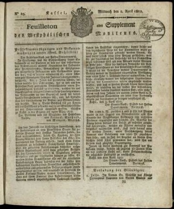 No. 29, Mittwoch den 8. April 1812