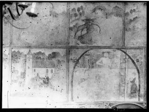 Hochhausen Evangelische Notburga-Kirche Innenansicht Langhaus Wandmalerei Szenen der Notburga-Legende (um 1500)