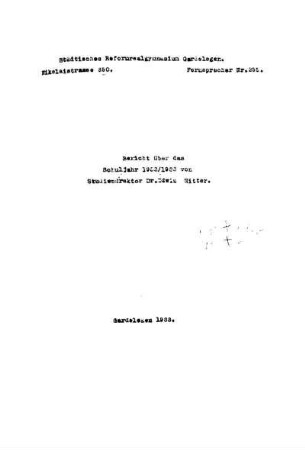 1932/33: Bericht über das Schuljahr ... - 1932/1933