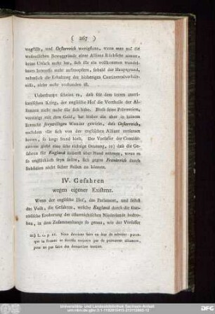 IV. Gefahren wegen eigener Existenz.