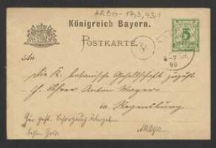 Brief von Markus Mayer an Anton Mayer