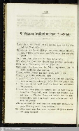 Erklärung waidmännischer Ausdrücke
