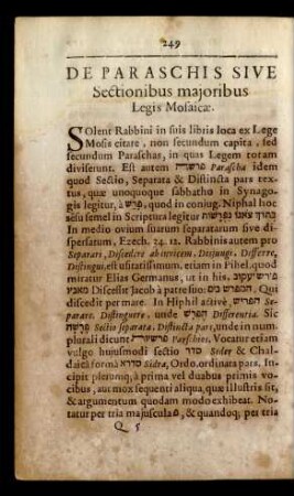 De Paraschis Sive Sectionibus majoribus Legis Mosaicae