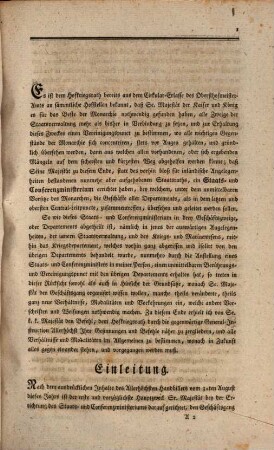 Cirkular-Rescript an den Hofkriegsrath, an sämmtliche General-Commanden und die dem Hofkriegsrath unterstehenden Hauptämter, 2. 7. Jan. 1803. General-Instruction für den Hofkriegsrath und die untergeordneten Behörden Nr. 1 - 8. - VIII, 94 S., 1 gef. Bl.