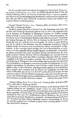 Eckardt, Emanuel :: Herbert List, (Hamburger Köpfe) : Hamburg, Ellert & Richter, 2003