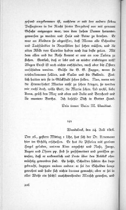 151 Wandsbeck, den 24. Juli 1806.