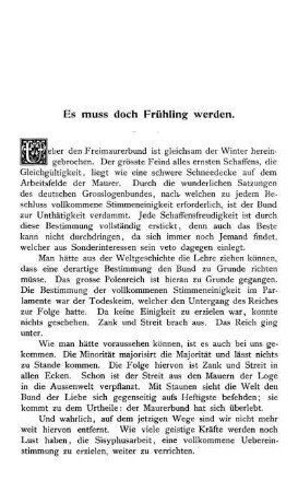 Es muss doch Frühling werden.