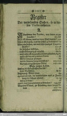 Register Der vornehmsten Sachen, so in diesem Tractat enthalten