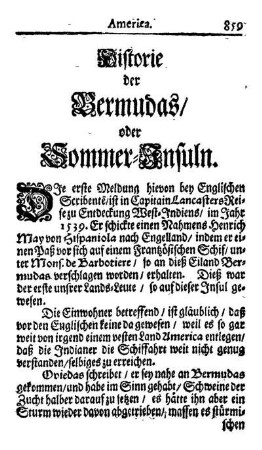 Historie der Bermudas oder Sommer-Insuln
