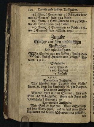 Zugabe Etlicher curioesen und lustigen Auffgaben