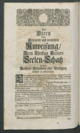 Der Stern Oder Erneuerte und vermehrte Anweisung/ Herrn Christian Scrivers Seelen-Schatz ...