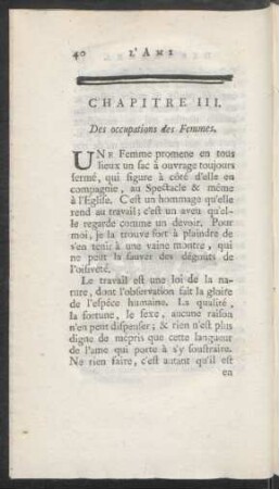 Chapitre III. Des occupations des Femmes