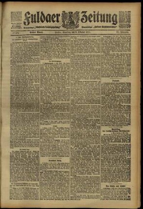 Erste Ausgabe vom Samstag, den 05. Oktober 1912.
