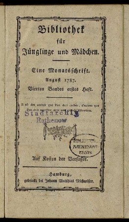 Vierten Bandes erstes Heft