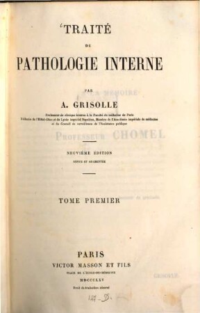 Traité de pathologie interne, 1