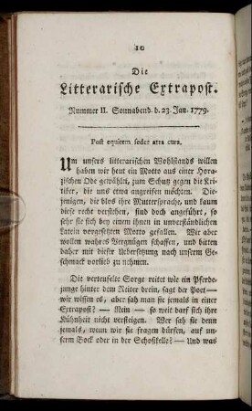 Nummer II. Sonnabend d. 23. Jan. 1779.