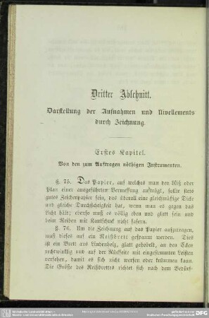 Dritter Abschnitt. Darstellung der Aufnahmen und Nivellements durch Zeichnung