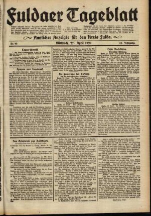 Ausgabe vom Mittwoch, den 27. April 1921.