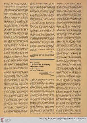 Max Steiner: "Die Welt der Aufklärung", [1] : nachgelassene Schriften