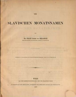Die slavischen Monatsnamen