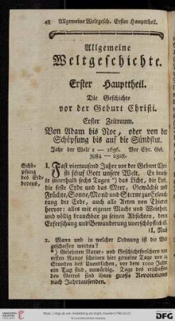 Allgemeine Weltgeschichte. Erster Haupttheil.