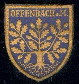 WHW-Abzeichen, Städtewappen: Offenbach am Main, Straßensammlung im Gau 10 Hessen-Nassau von Januar 1937