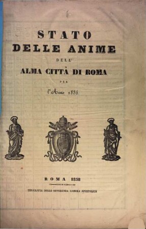Stato delle anime delle citta di Roma. 1838