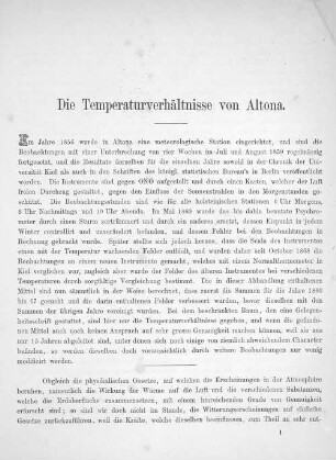 Die Temperaturverhältnisse in Altona : Mit einer Steindrucktafel