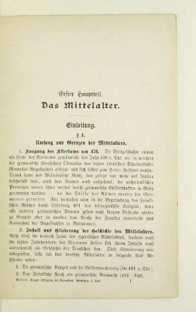Erster Hauptteil. Das Mittelalter