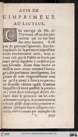 Avis de imprimeur au lecteur