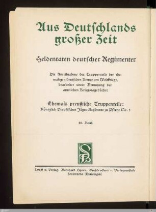 Geschichte des Königlich Preussischen Jäger-Regiments zu Pferde Nr. 5 : Nach amtlichen Kriegstagebüchern und Berichten von Mitkämpfern