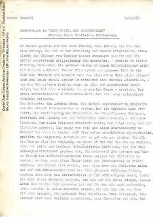 Anmerkungen zum Drehbuch von Artur Brauner (handschriftliches Original und Abschrift)