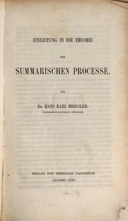 Einleitung in die Theorie der summarischen Processe