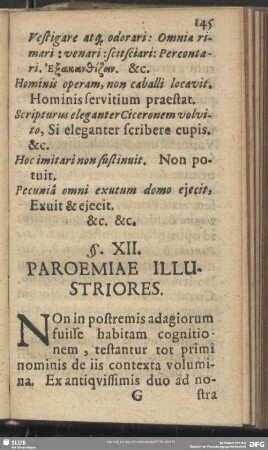 §. XII. Paroemiae Illustriores