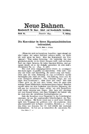 Die Korrektur in ihrer Eigentümlichkeiten beleuchtet