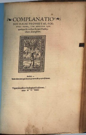 Complanationis Isaiae Prophetae foetura prima : cum apologia cur quidque sic versum sit