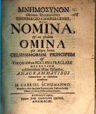 Mnēmosynon Ordinis eccles Eisenbergio-Camburgensis