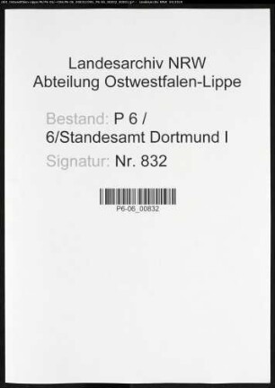 Sterberegister Standesamt Dortmund-Mitte I