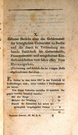 Journal für Geburtshülfe, Frauenzimmer- und Kinderkrankheiten. 9,2. 1830