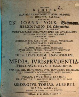 Diss. inaug. de media iurisprudentia iureconsultorum Romanorum