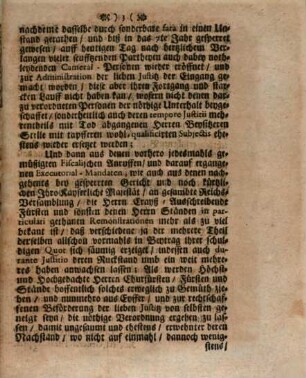 Fiscalischer Recessus So bey Wiedereröffnung des Hochpreißl. Kayserl. Cammer-Gerichts in der erstern Sub Præsidio des Herrn Cammer-Richters Hochfürstl. Durchl. zu Nassau-Hadamer [et]c. so dann Hernn Præsidenten Freyherrn von Iingelheim, Herrn Assessorum von Friesenhausen und von Zerneman gehaltener Audientz Von Dem Kayserl. General-Fiscal abgehalten worden : Wetzlar den 28. Januarii 1711