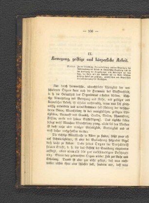 IX. Bewegung, geistige und körperliche Arbeit.